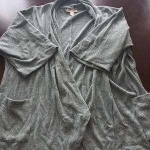 Dana Buchman Gray Ribbed Open Cardigan